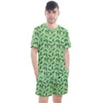 Leaves Pattern Texture Seamless Men s Mesh T-Shirt and Shorts Set