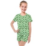 Leaves Pattern Texture Seamless Kids  Mesh T-Shirt and Shorts Set