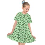 Leaves Pattern Texture Seamless Kids  Short Sleeve Shirt Dress