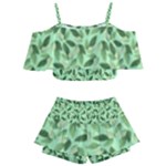 Leaves Pattern Texture Seamless Kids  Off Shoulder Skirt Bikini