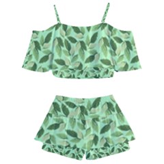 Kids  Off Shoulder Skirt Bikini 