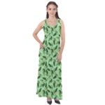 Leaves Pattern Texture Seamless Sleeveless Velour Maxi Dress