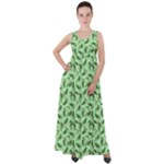 Leaves Pattern Texture Seamless Empire Waist Velour Maxi Dress