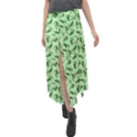 Leaves Pattern Texture Seamless Velour Split Maxi Skirt