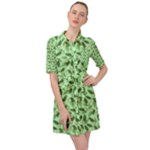 Leaves Pattern Texture Seamless Belted Shirt Dress