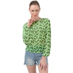 Leaves Pattern Texture Seamless Banded Bottom Chiffon Top