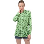 Leaves Pattern Texture Seamless Long Sleeve Satin Shirt