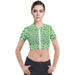 Leaves Pattern Texture Seamless Short Sleeve Cropped Jacket