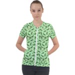 Leaves Pattern Texture Seamless Short Sleeve Zip Up Jacket