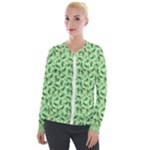 Leaves Pattern Texture Seamless Velvet Zip Up Jacket