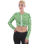 Leaves Pattern Texture Seamless Long Sleeve Cropped Velvet Jacket