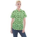 Leaves Pattern Texture Seamless Women s Short Sleeve Pocket Shirt