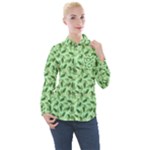 Leaves Pattern Texture Seamless Women s Long Sleeve Pocket Shirt