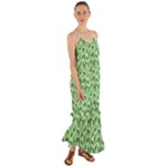 Leaves Pattern Texture Seamless Cami Maxi Ruffle Chiffon Dress