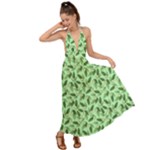 Leaves Pattern Texture Seamless Backless Maxi Beach Dress