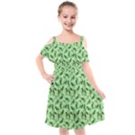 Leaves Pattern Texture Seamless Kids  Cut Out Shoulders Chiffon Dress