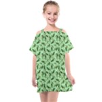 Leaves Pattern Texture Seamless Kids  One Piece Chiffon Dress