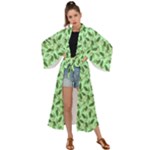 Leaves Pattern Texture Seamless Maxi Kimono