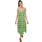 Leaves Pattern Texture Seamless Halter Tie Back Dress 