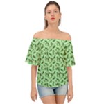 Leaves Pattern Texture Seamless Off Shoulder Short Sleeve Top