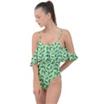 Leaves Pattern Texture Seamless Drape Piece Swimsuit