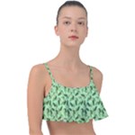 Leaves Pattern Texture Seamless Frill Bikini Top