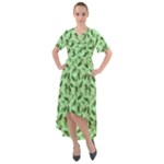 Leaves Pattern Texture Seamless Front Wrap High Low Dress