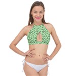 Leaves Pattern Texture Seamless Cross Front Halter Bikini Top