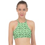 Leaves Pattern Texture Seamless Halter Bikini Top