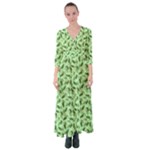 Leaves Pattern Texture Seamless Button Up Maxi Dress