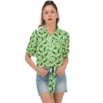 Leaves Pattern Texture Seamless Tie Front Shirt 