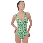 Leaves Pattern Texture Seamless Side Cut Out Swimsuit