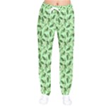 Leaves Pattern Texture Seamless Women Velvet Drawstring Pants