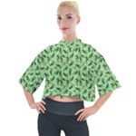 Leaves Pattern Texture Seamless Mock Neck T-Shirt