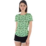 Leaves Pattern Texture Seamless Back Cut Out Sport T-Shirt