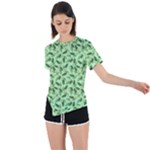 Leaves Pattern Texture Seamless Asymmetrical Short Sleeve Sports T-Shirt