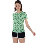 Leaves Pattern Texture Seamless Back Circle Cutout Sports T-Shirt