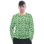 Leaves Pattern Texture Seamless Men s Long Sleeve Raglan T-Shirt