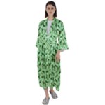 Leaves Pattern Texture Seamless Maxi Satin Kimono