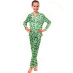 Leaves Pattern Texture Seamless Kids  Satin Long Sleeve Pajamas Set