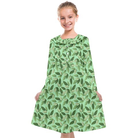 Leaves Pattern Texture Seamless Kids  Midi Sailor Dress from ArtsNow.com