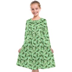 Leaves Pattern Texture Seamless Kids  Midi Sailor Dress from ArtsNow.com