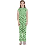 Leaves Pattern Texture Seamless Kids  Sleeveless Ruffle Edge Band Collar Chiffon One Piece