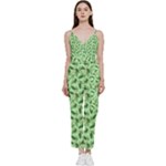 Leaves Pattern Texture Seamless V-Neck Camisole Jumpsuit