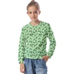 Leaves Pattern Texture Seamless Kids  Long Sleeve T-Shirt with Frill 