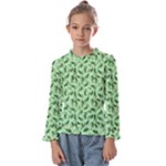 Leaves Pattern Texture Seamless Kids  Frill Detail T-Shirt