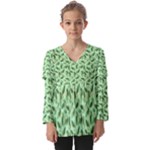 Leaves Pattern Texture Seamless Kids  V Neck Casual Top