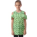 Leaves Pattern Texture Seamless Fold Over Open Sleeve Top