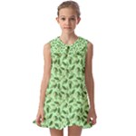 Leaves Pattern Texture Seamless Kids  Pilgrim Collar Ruffle Hem Dress