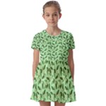 Leaves Pattern Texture Seamless Kids  Short Sleeve Pinafore Style Dress